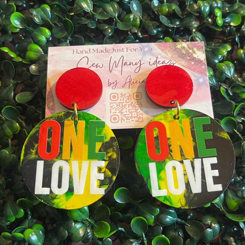 Colorful 'One Love' Statement Earrings